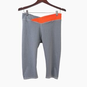Fabletics Size M Winn Powerhold Capris Pants Leggings Gray Orange